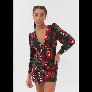 Urban Outfitters black & floral long sleeve dress